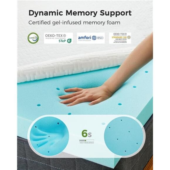 Queen Mattress Topper - 3 Inch Cooling Memory Foam Mattress Pad - Picture 4 of 7